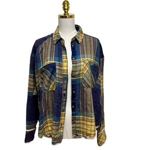 BDG Karl Slouchy Plaid Flannel Button Up Shirt Size Medium
